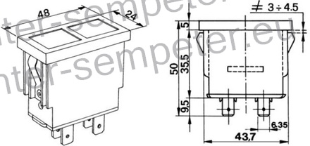 SVETILKA KONTROLNA dvojna 48x24mm ZELENA - ZELENA - COBO