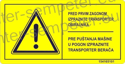 NALEPKA VARNOSTNA PRED ZAGONOM IZPRNI TRANSPORTER SIP