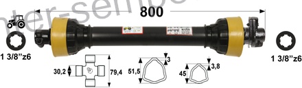KARDAN S SKLOPKO STRIŽNO 2200Nm T45 L=800mm