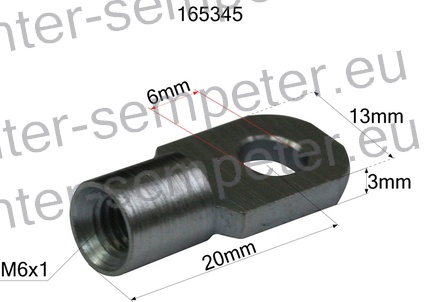 PRIKLJUČEK AMORTIZERJA TANKI (ALU) (notranji navoj M6,FI luknje 6mm,debelina 3mm)