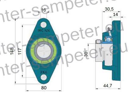 LEŽAJ FKL KROGLIČNI Z NOSILCEM IN PUŠO UYNN 206 2S.Y