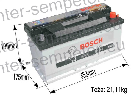 AKUMULATOR BOSCH 90Ah 720A +Desno S3