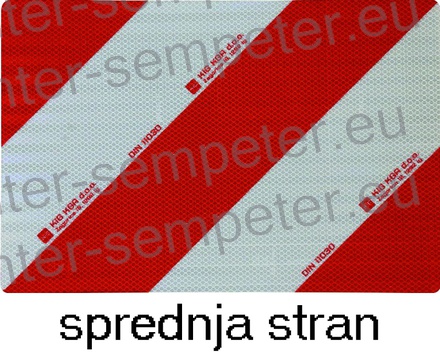 TABLA OPOZORILNA OBOJESTRANSKA DESNA RDEČO - BELA 423x282mm POKONČNA DESNA/LEŽEČA LEVA tabla za označevanje širših vozil DIN11030