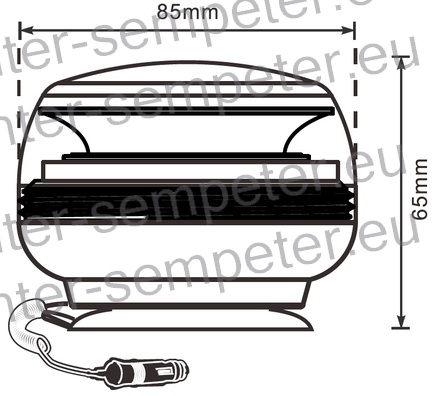 SVETILKA ROTACIJSKA LED magnetna MINI fi=85mm h=65mm 12 - 24V, 15W 3 načini utripanja - tipka za določanje vzorca utripanja na spodnji strani svetilke standard IP65