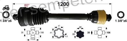 KARDAN PRIKLJUČKA ŠIROKOKOTNI ZGLOB X7 L=1200mm