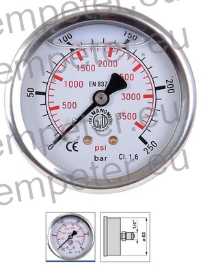 MANOMETER HIDRAVLIKE 250 BAR