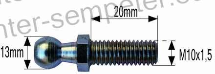 BUČKA AMORTIZERJA STEKLA ZGLOBA PLINA samo bučka M10x1.5 FIbučke=13mm zev ključa=17mm Lnavoja=20mm
