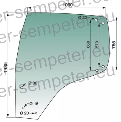 STEKLO KABINE VRAT levo (tonirano zeleno) NEW HOLLAND T6070