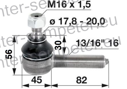 ZGLOB VOLANA zunanji desni colski 13/16" G16 K17.8mm MF - MASSEY FERGUSON