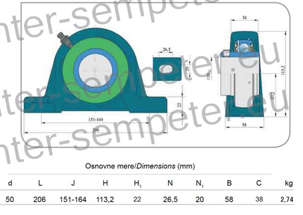 LEŽAJ FKL KROGLIČNI z nosilcem LES 210