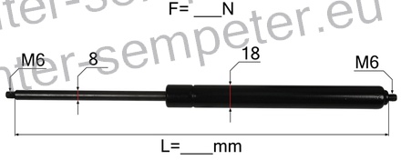 AMORTIZER KABINE BREZ PRIKLJUČKOV L=504 F=400N M6