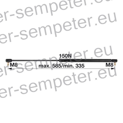 AMORTIZER KABINE L=585 F=150N PP - PP CASE serija JXC 1060 - 1070 - 1075 FIAT NEW HOLLAND Serija TM 1125 - 120 - 125 - 130 - 135 - 140 - 150 - 155 - 165 - 175 - 190 STEYR 9078 - 9086 - 9094; M9078 - M9083 - M9086 - M9094; 9105 - 9115 - 9125 - 9145; CVT120 - CVT130 - CVT150 - CVT170