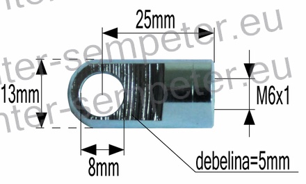 PRIKLJUČEK AMORTIZERJA FI=8 M6x1 debelina=5mm