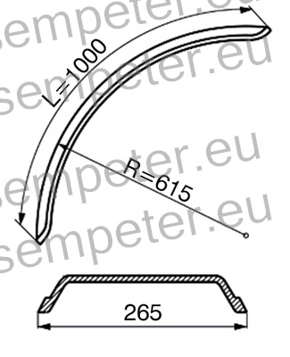 BLATNIK PVC PE A=265mm R=615mm L=1000mm ustreza za sledeče dimenzije plaščev: 9.5 - 20, 8.3 - 24, 9.5 - 24, 8.3 - 28, 9.5 - 28