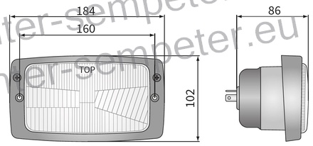 ŽAROMET FOKUS SPREDNJI PRAVOKOTEN (vgradni ) brez pozicije 156x93x75 H4 NT ZETOR 4341 - 6321 - 7321 - 7341