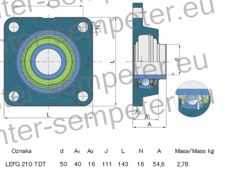 LEŽAJ FKL KROGLIČNI Z NOSILCEM LEFG 210 TDT