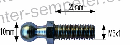 BUČKA AMORTIZERJA STEKLA ZGLOBA PLINA samo bučka M6x1 FIbučke=10mm zev ključa=10mm Lnavoja=20mm