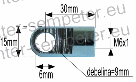 PRIKLJUČEK AMORTIZERJA FI=6 M6x1 debelina=9mm