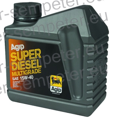 OLJE AGIP 1/1L SAE15W40 SUPERDIESEL MULTIGRADE Večnamensko kakovostno motorno olje namenjeno mešanemu voznemu parku vozil, primerno za mazanje tako bencinskih, kot dizelskih motorjev z ali brez turbo polnilnika.