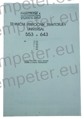 KATALOG TRAKTORJA PRIROČNIK ZA VZDRŽEVANJE TRAKTORJA UNIVERSAL 553 - 643