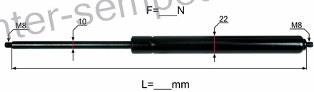 AMORTIZER KABINE brez priključkov L=603.5 F=200N M8