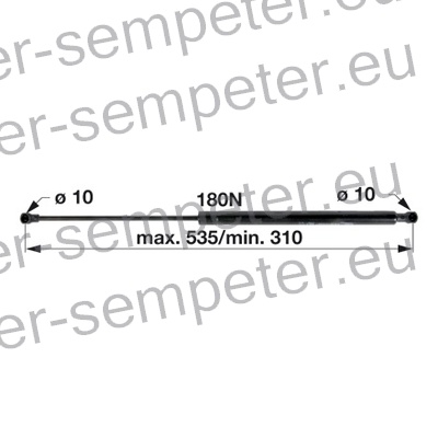 AMORTIZER KABINE - VRAT, SPREDNJEGA IN ZADNJEGA STEKLA L=535 F=180N SAME, DEUTZ FAHR Agrotron 4 - 70; 4 - 80; 4 - 85; 4 - 90; 4 - 95; 6 - 00; 6 - 05; 6 - 15; 6 - 20; 6 - 30; 6 - 45; 80 - 85 - 90 - 100 - 105 -