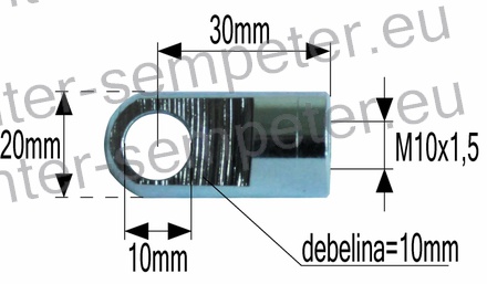 PRIKLJUČEK AMORTIZERJA FI=10 M10x1.5 debelina=10mm