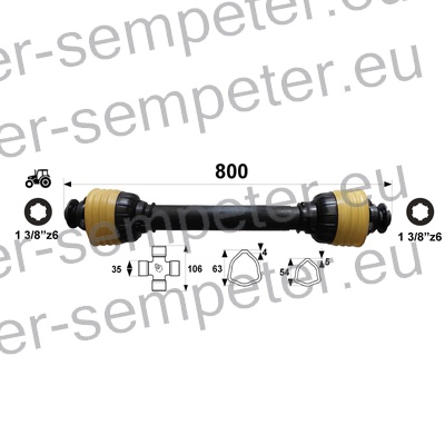 KARDAN PRIKLJUČKA DIREKTNI T7 l=800mm