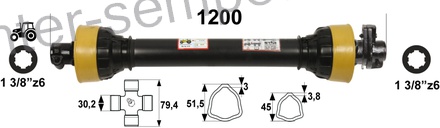 KARDAN S SKLOPKO STRIŽNO 2200Nm T45 L=1200mm