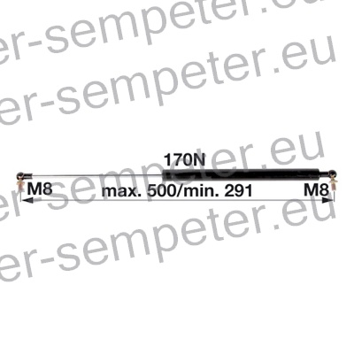 AMORTIZER KABINE L=500 F=170N PP - PP JOHN DEERE
