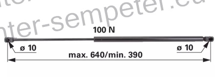 AMORTIZER STEKLA KABINE L=640mm F=100N FIAT F 110 NEW HOLLAND