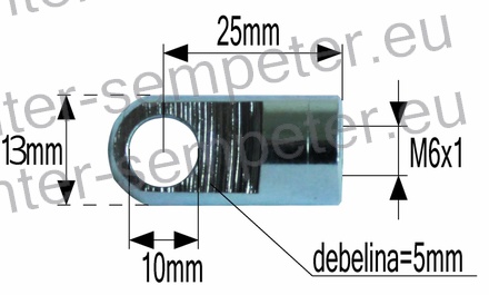 PRIKLJUČEK AMORTIZERJA FI=10 M6x1 debelina=5mm