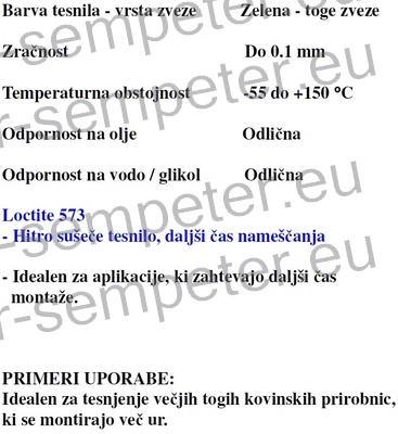 MASA TESNILNA LOCTITE 573 1/250ml ZA TESNJENJE RAVNIH POVRŠIN