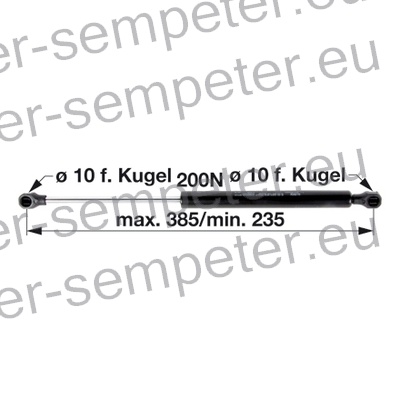 AMORTIZER KABINE L=385 F=200N JOHN DEERE