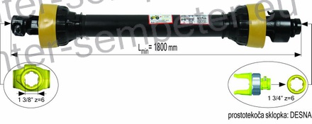 KARDAN PRIKLJUČKA S SKLOPKO PROSTOTEKOČO DESNO 1 3/4 kpl SIP SPT