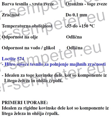 MASA TESNILNA LOCTITE 574 1/250ml ZA TESNJENJE RAVNIH POVRŠIN