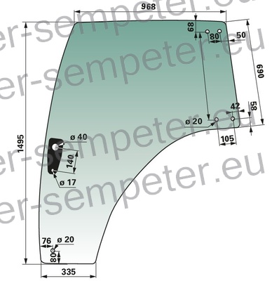 STEKLO KABINE VRAT LEVO MCCORMICK C - MAX TIER 3 TONIRANO
