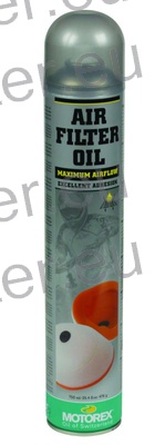 MAST V SPREJU FILTRA ZRAKA MOTOREX 1/750ml Poseben spray za zaščito zračnih filtrov z zelo dobro oprijemljivostj o. Preprečuje dostop peska, prahu in vode. Zajamčen optimalen pretok zraka.