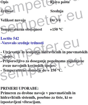 LEPILO LOCTITE 542 1/250ml ZA TESNJENJE CEVNIH ZVEZ