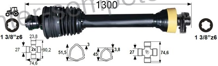 KARDAN PRIKLJUČKA T4 ŠIROKOKOTNI S STRIŽNO SKLOPKO 1900Nm L=1300mm kpl SPT
