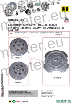 DAMPER SKLOPKE fi=373 z=16/31x35 DEUTZ FAHR HURLIMANN LAMBORGHINI SAME LUK