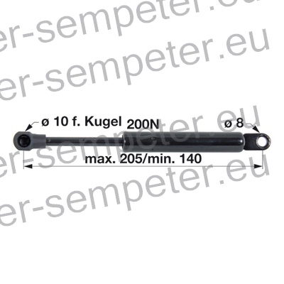 AMORTIZER UPRAVLJANJA SKLOPKE L=205 F=200N CASE STEYR