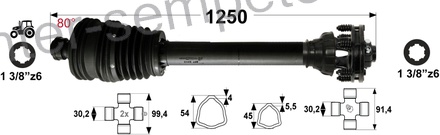 KARDAN PRIKLJUČKA S SKLOPKO DVOLAMELNO 1200Nm IN ZGLOBOM ŠIROKOKOTNIM 80° kpl SIP SPT