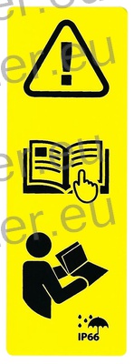 NALEPKA VARNOSTNA BERI IN UPOŠTEVAJ NAVODILA pokončna 138x48mm