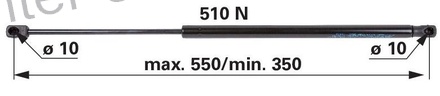 AMORTIZER KABINE L=550mm F=510N JD