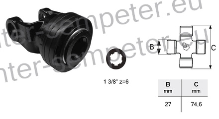 PRIKLJUČEK KARDANA ZUNANJI T3 novi tip 1 3/8" z=6 od 08 - 2021 naprej