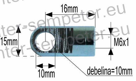 PRIKLJUČEK AMORTIZERJA FI=10 M6x1 debelina=10mm L=16mm