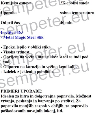 LEPILO LOCTITE 3463 EPOKSI V OBLIKI STIKA 114 g