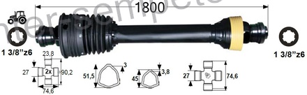 KARDAN PRIKLJUČKA T4 ŠIROKOKOTNI L=1800mm kpl SPT