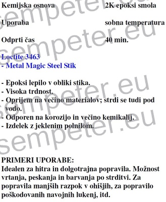 LEPILO LOCTITE 3463 50g EPOKSI V OBLIKI STIKA